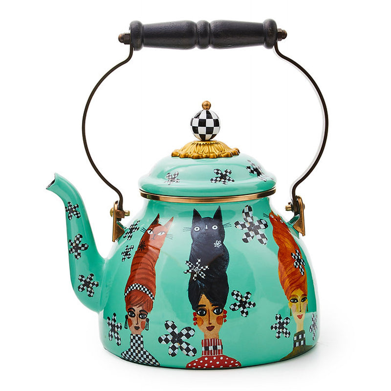 Mackenzie-Childs Cat Lady 2 Quart Tea Kettle