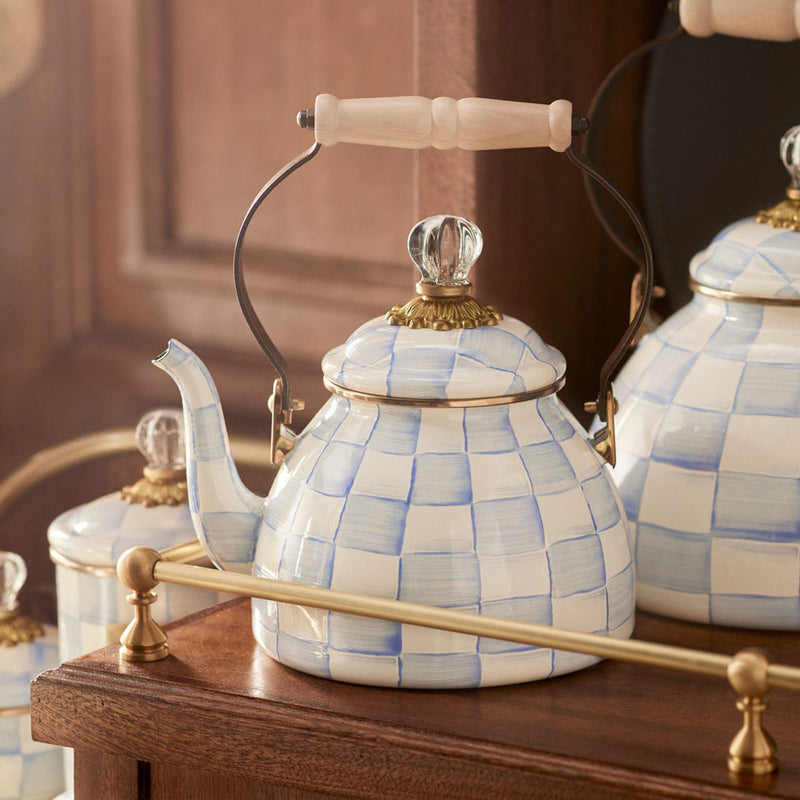 Mackenzie-Childs Sky Check 2 Quart Tea Kettle