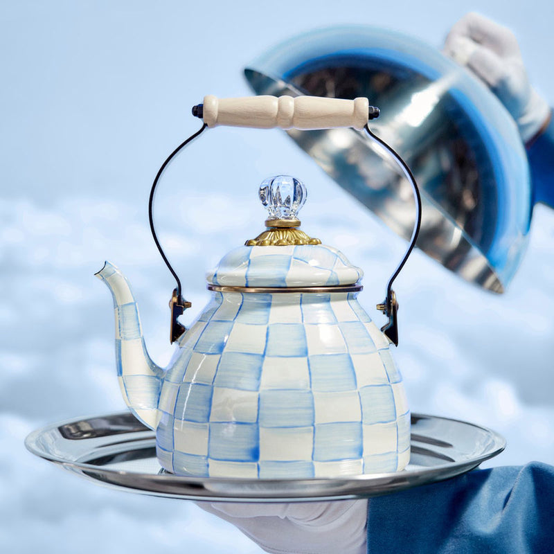 Mackenzie-Childs Sky Check 2 Quart Tea Kettle
