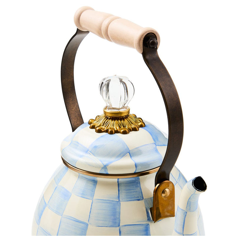Mackenzie-Childs Sky Check 2 Quart Tea Kettle