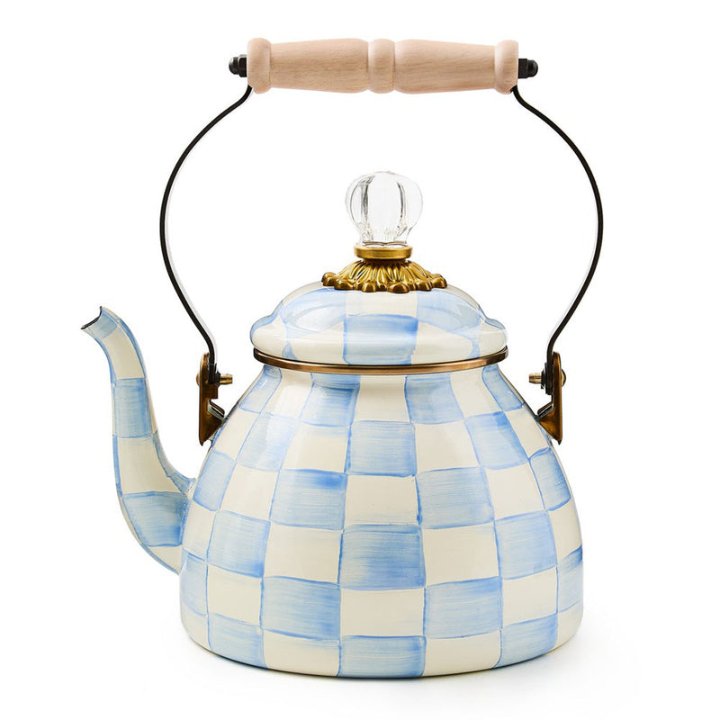 Mackenzie-Childs Sky Check 2 Quart Tea Kettle