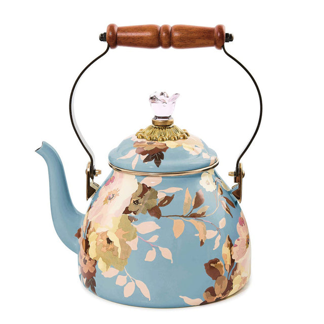 Mackenzie-Childs Wild Rose Slate 2 Quart Tea Kettle