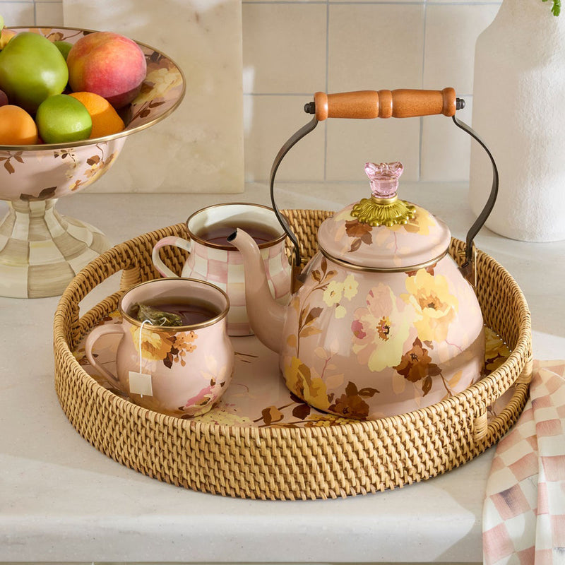 Mackenzie-Childs Wild Rose Mauve 2 Quart Tea Kettle
