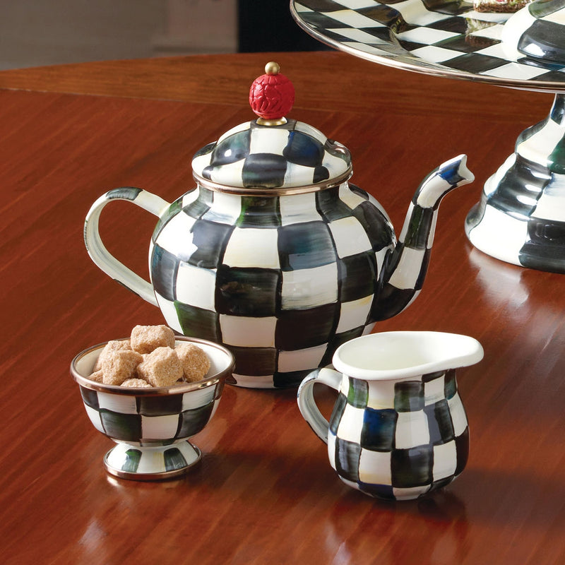 Mackenzie-Childs Courtly Check Enamel 4 Cup Teapot