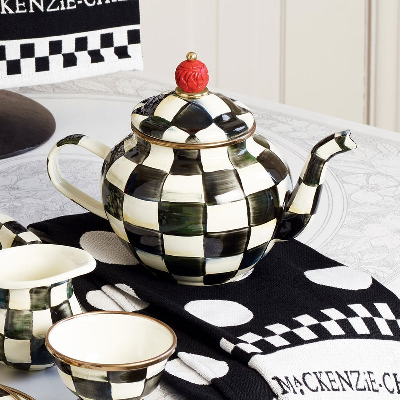 Mackenzie-Childs Courtly Check Enamel 4 Cup Teapot