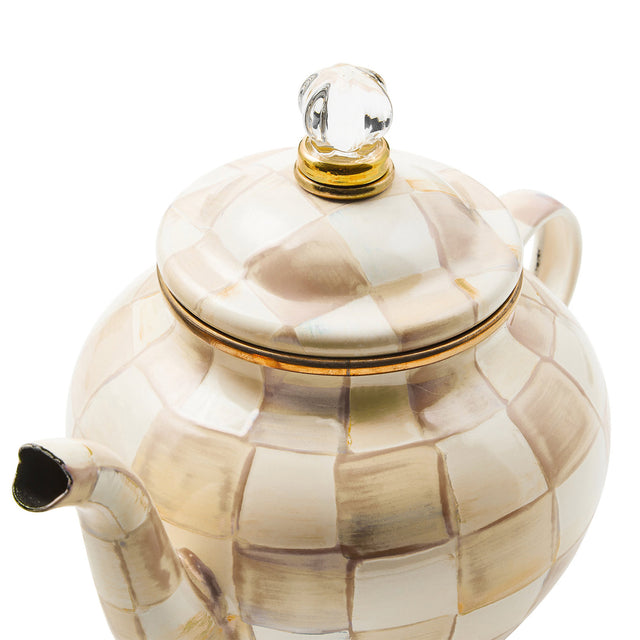 Mackenzie-Childs Mocha Check 4 Cup Teapot