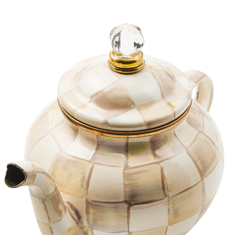 Mackenzie-Childs Mocha Check 4 Cup Teapot