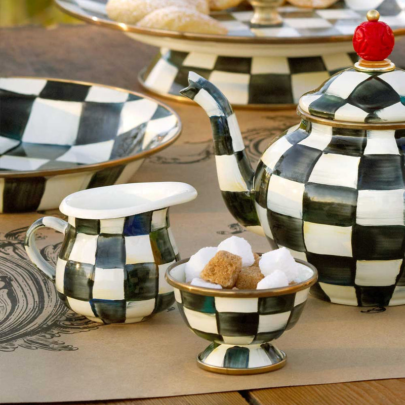 Mackenzie Childs Courtly Check Enamel Little Sugar Bowl #4