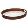 Mackenzie-Childs Sterling Check Rattan & Enamel Party Serving Tray