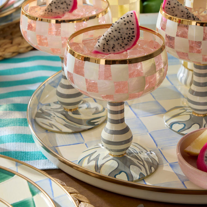 Mackenzie-Childs Sky Check Round Tray
