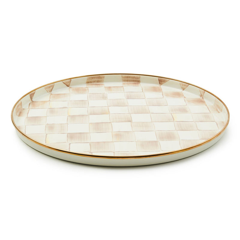 Mackenzie-Childs Mocha Check Enamel Round Tray