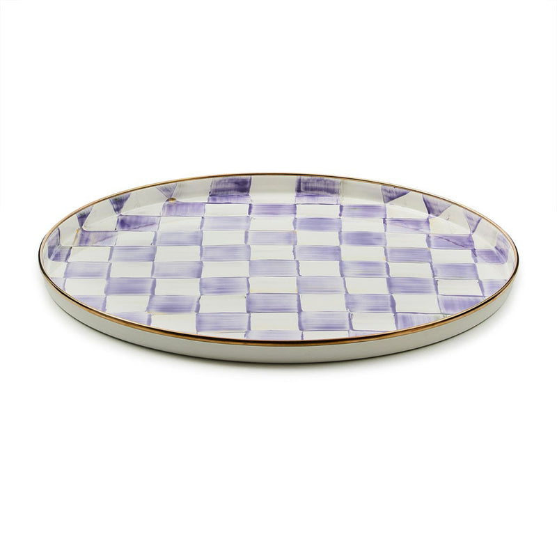 Mackenzie Childs Violet Check Round Tray