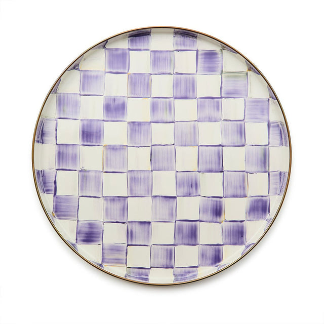 Mackenzie Childs Violet Check Round Tray