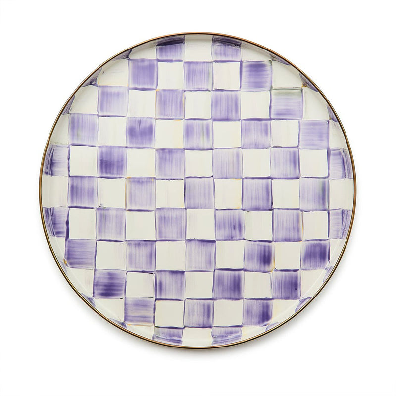 Mackenzie Childs Violet Check Round Tray