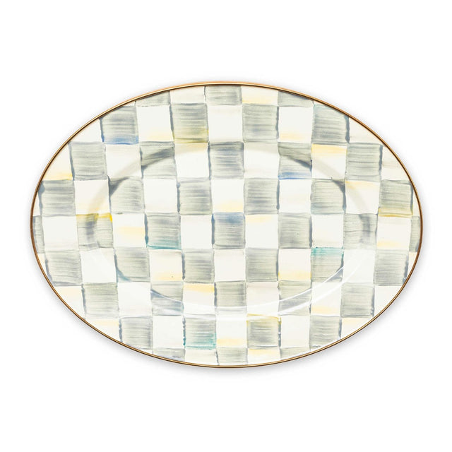 Mackenzie-Childs Sterling Check Enamel Oval Platter, Small