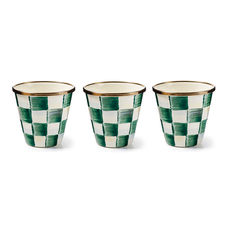 Mackenzie-Childs Emerald Check Herb Pots, Set of 3