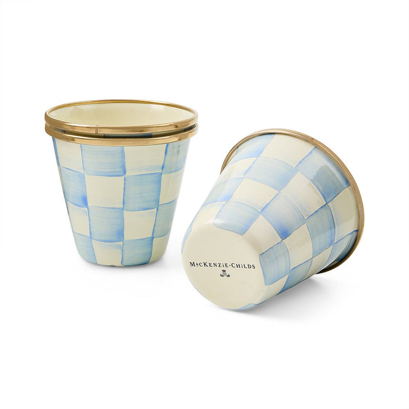 Mackenzie-Childs Sky Check Herb Pots, Set of 3