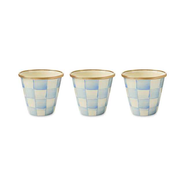 Mackenzie-Childs Sky Check Herb Pots, Set of 3