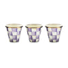 Mackenzie Childs Violet Check Herb Pots, Set of 3