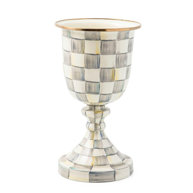 Mackenzie-Childs Sterling Check Enamel Pedestal Vase