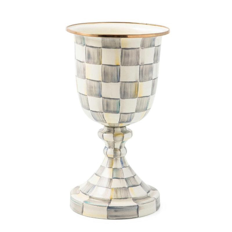 Mackenzie-Childs Sterling Check Enamel Pedestal Vase