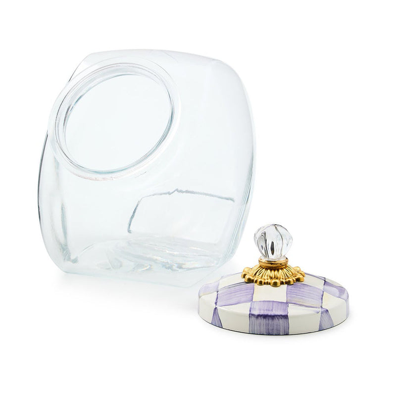 Mackenzie Childs Sweets Jar with Violet Check Lid