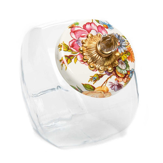 Mackenzie-Childs Sweets Jar With Flower Market White Enamel Lid
