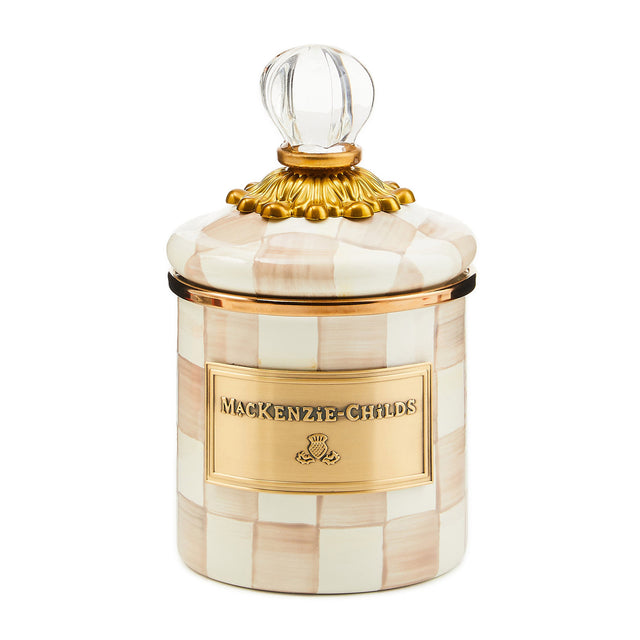 Mackenzie-Childs Mocha Check Mini Canister