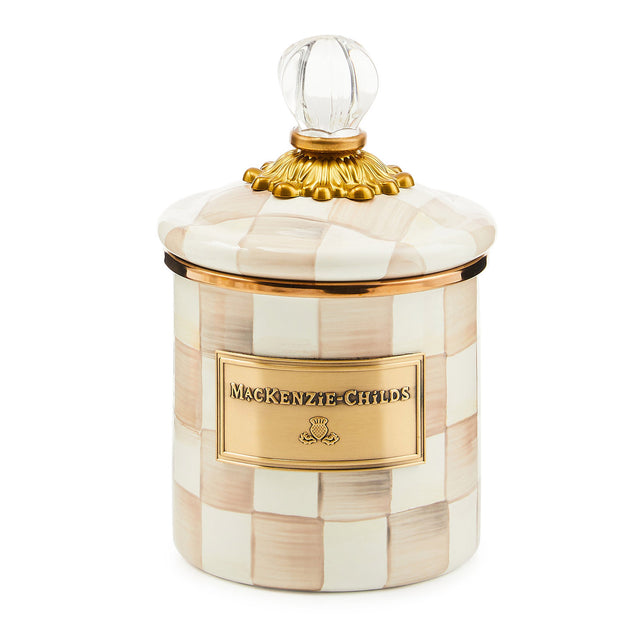 Mackenzie-Childs Mocha Check Demi Canister