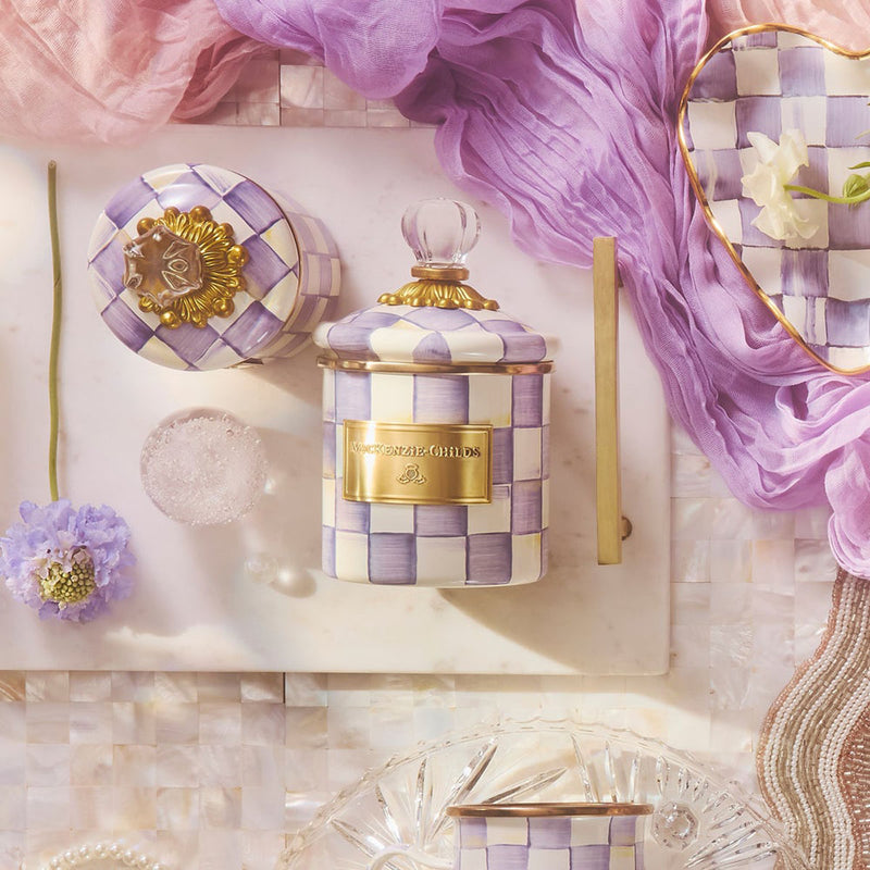 Mackenzie Childs Violet Check Demi Canister
