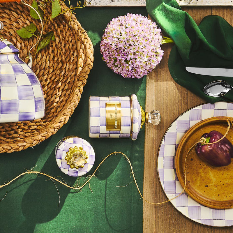 Mackenzie Childs Violet Check Demi Canister