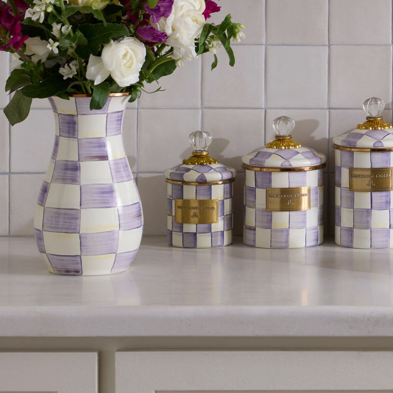 Mackenzie Childs Violet Check Demi Canister