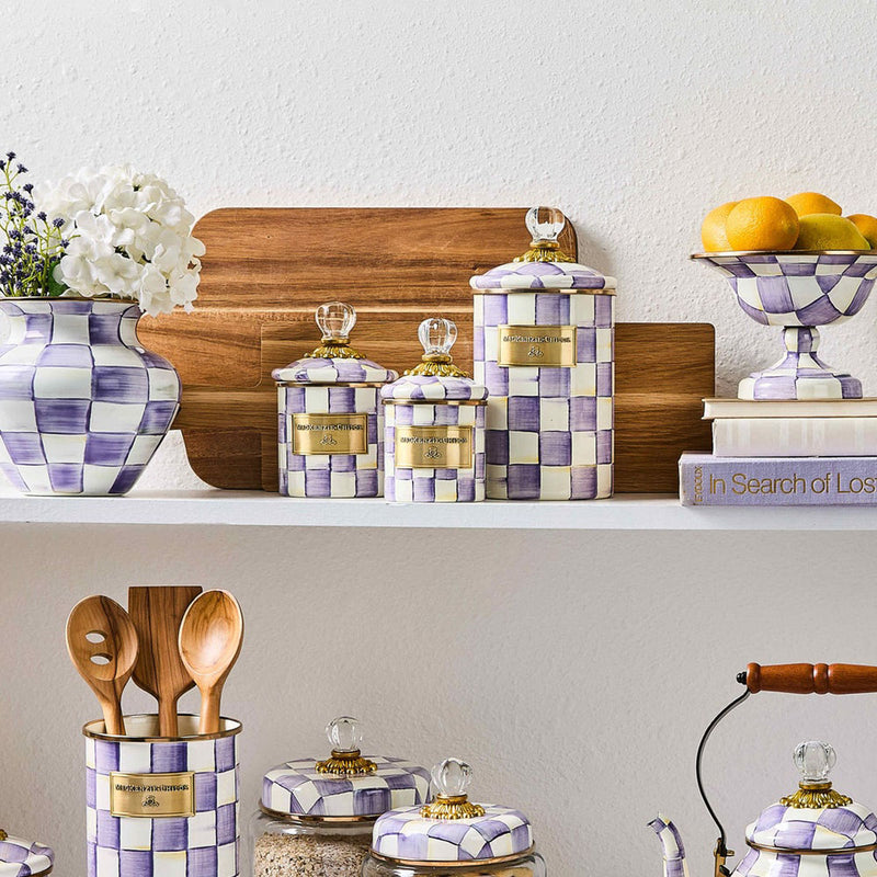 Mackenzie Childs Violet Check Demi Canister
