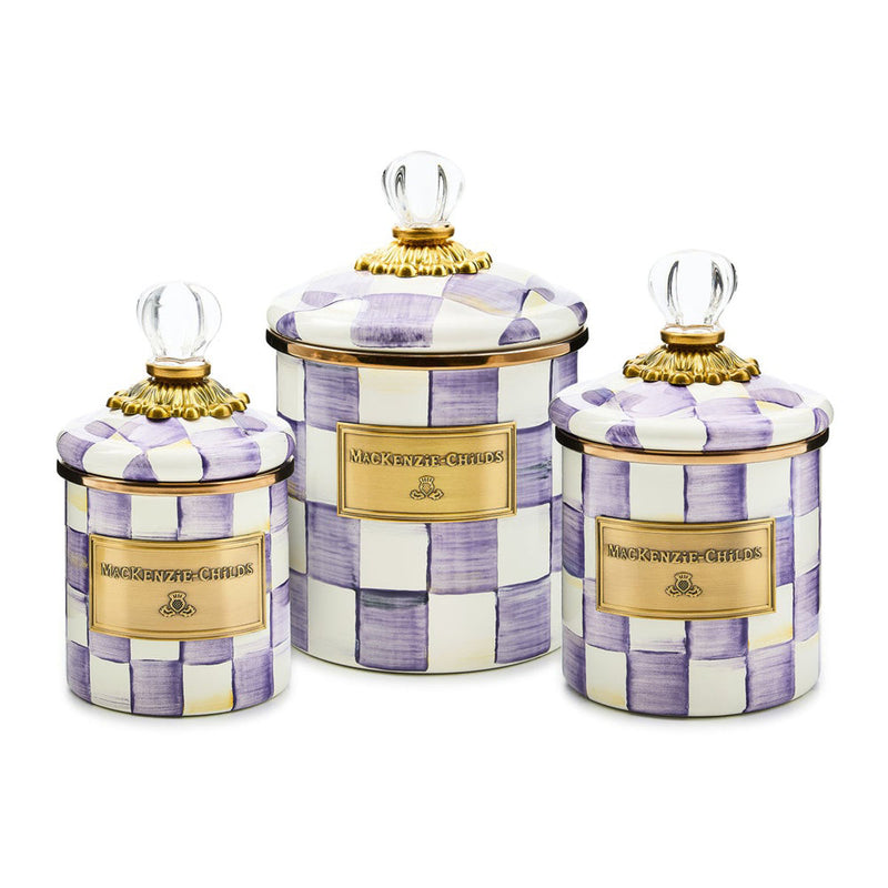 Mackenzie Childs Violet Check Demi Canister