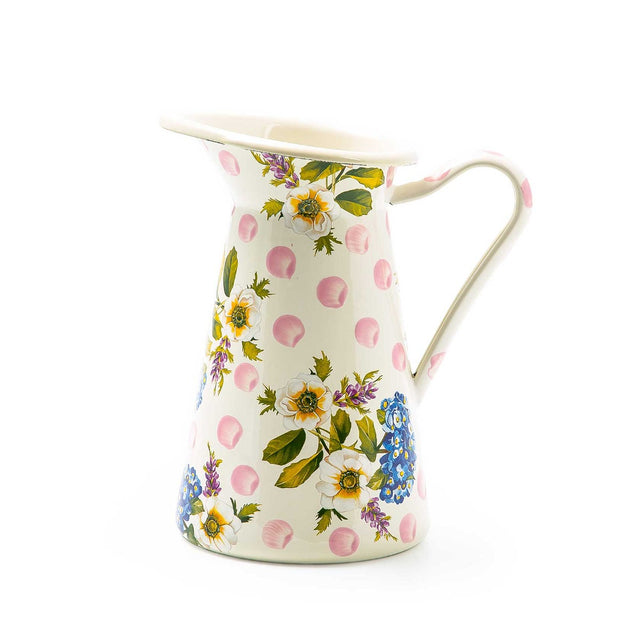 Mackenzie-Childs Wildflowers Enamel Medium Practical Pitcher, Pink
