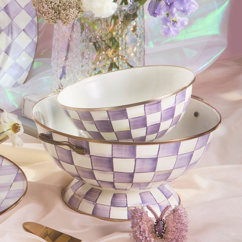 Mackenzie Childs Violet Check Medium Everyday Bowl