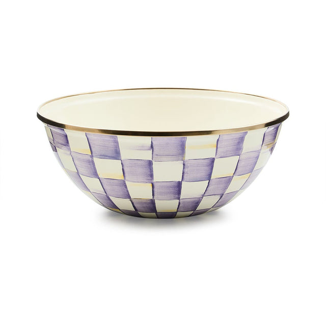 Mackenzie Childs Violet Check Medium Everyday Bowl