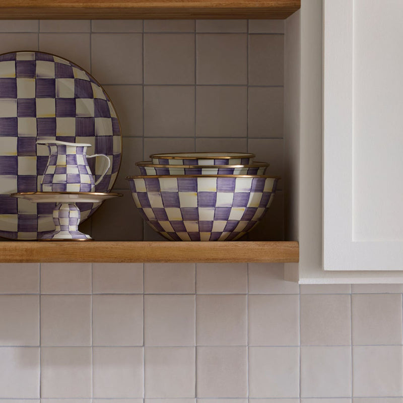 Mackenzie Childs Violet Check Large Everyday Bowl