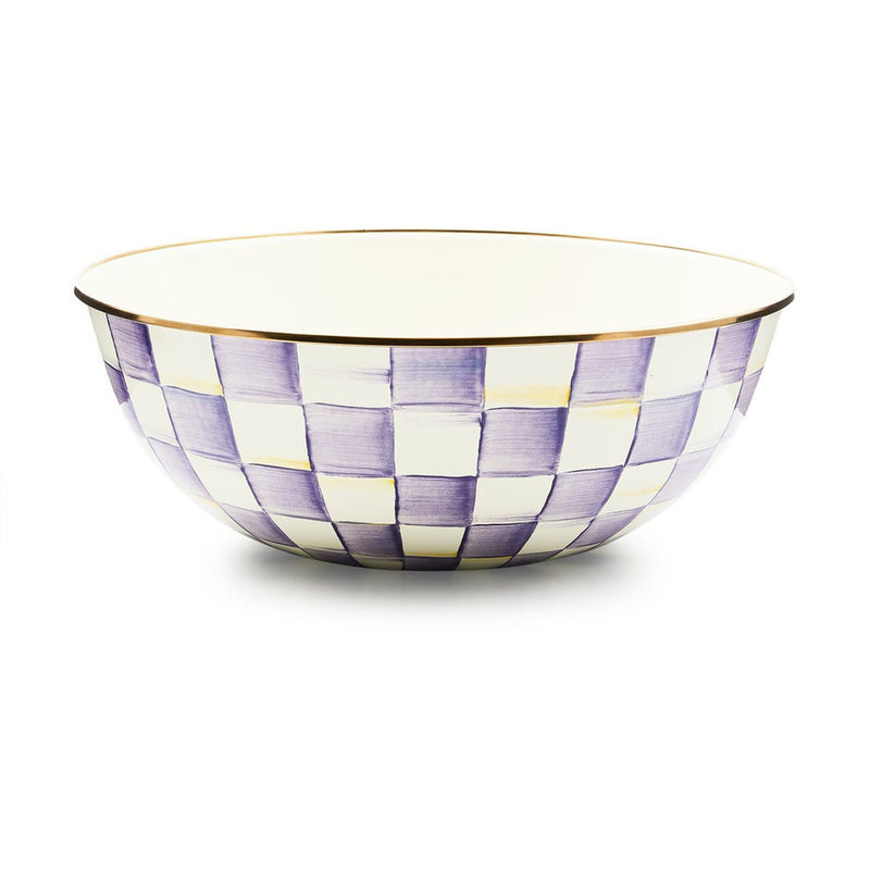 Mackenzie Childs Violet Check Extra Large Everyday Bowl