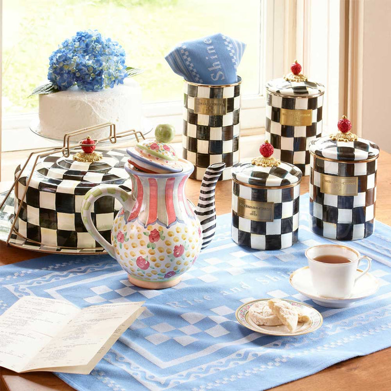 Mackenzie-Childs Courtly Check Enamel Cake Carrier