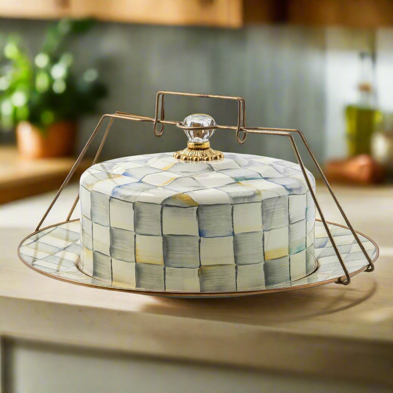 Mackenzie-Childs Sterling Check Cake Carrier
