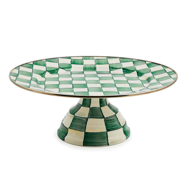 Mackenzie-Childs Emerald Check Large Pedestal Platter