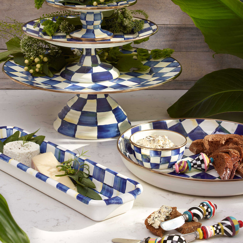 Mackenzie-Childs Royal Check Large Pedestal Platter