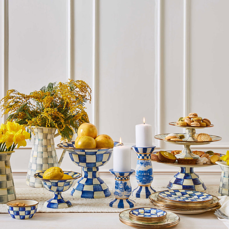 Mackenzie-Childs Royal Check Large Pedestal Platter