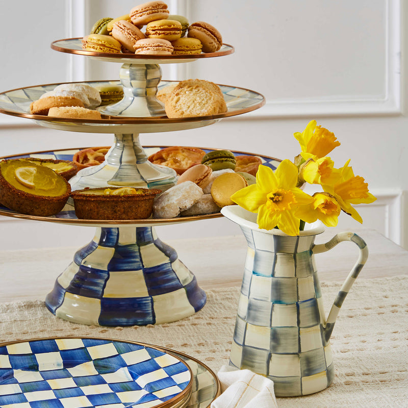 Mackenzie-Childs Royal Check Large Pedestal Platter