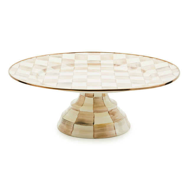 Mackenzie-Childs Mocha Check Large Pedestal Platter