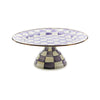 Mackenzie Childs Violet Check Large Pedestal Platter