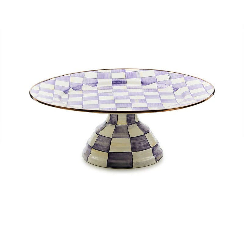 Mackenzie Childs Violet Check Large Pedestal Platter