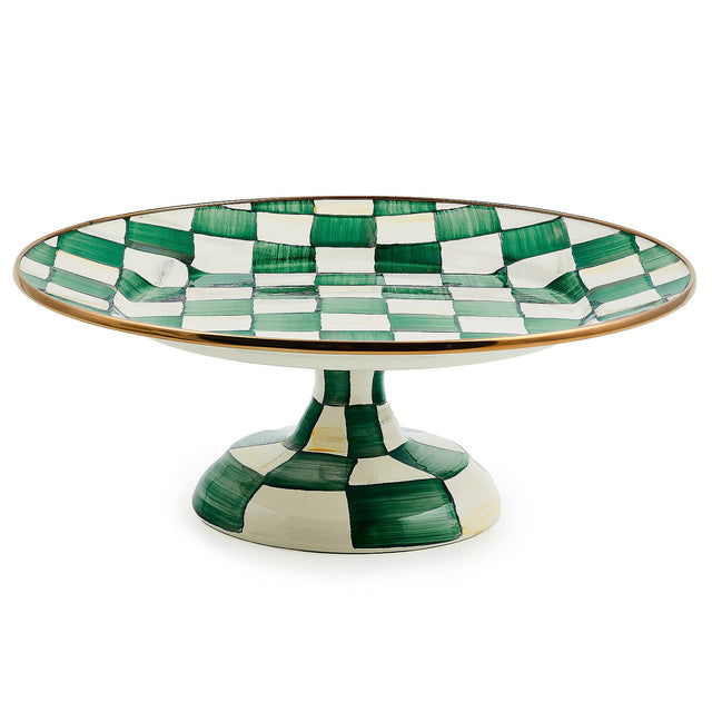 Mackenzie-Childs Emerald Check Small Pedestal Platter