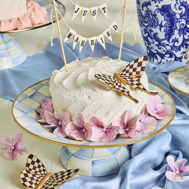 Mackenzie-Childs Sky Check Small Pedestal Platter